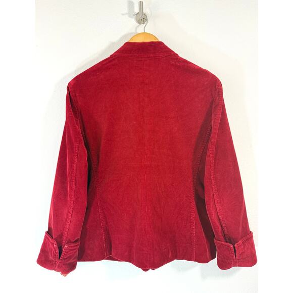 Vintage Talbots Red Corduroy Blazer Jacket 90s Retro Women’s Sz 12 Button Front - Picture 2 of 10